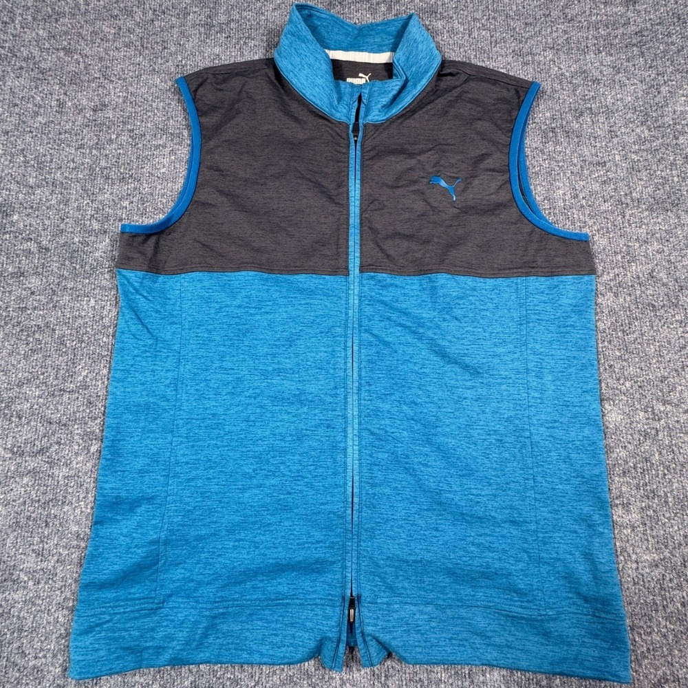 Puma Golf Cloudspun Vest Medium Teal/Blue Gray Colorblock Full Zip Athleisure